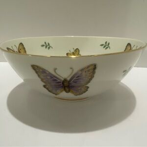 Vintage Porcelain Butterfly Bowl Gold Trim Floral Motif Serving Dish Japan #8582